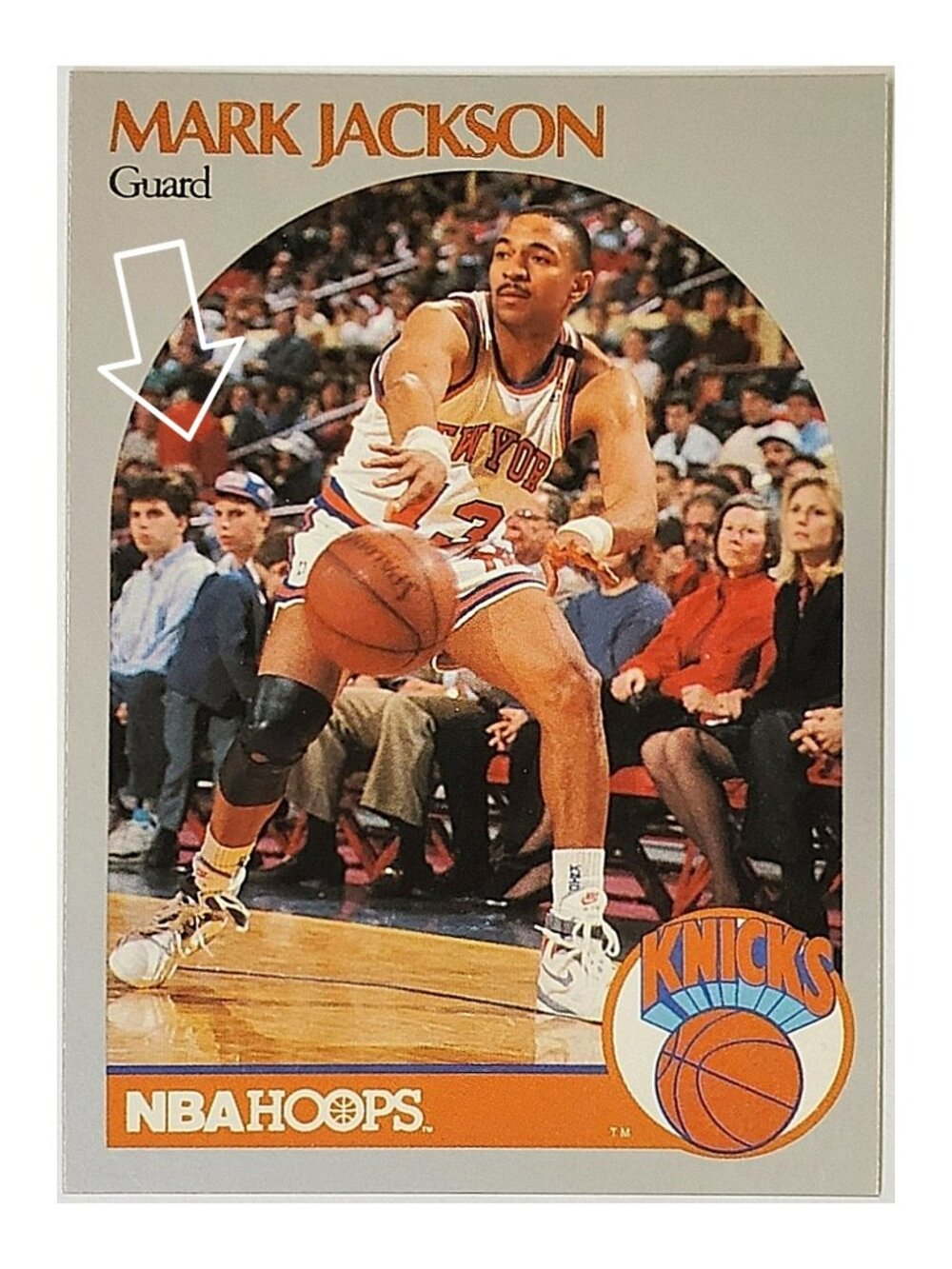 MARK JACKSON "ERROR" MENENDEZ BROTHERS COURTSIDE 1990 NBA HOOPS #205, KNICKS